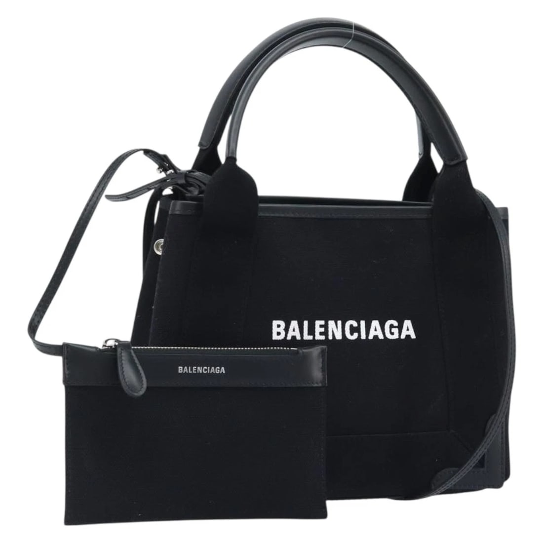 BALENCIAGA CABAS XS TOTE BAG CANVAS: BALENCIAGA Cabas XS Tote Bag Canvas Brand: BALENCIAGA Type/Style: Tote Bag Material: Canvas Color: Black/Silver Size: Size(Inch) W9.4 x H7.5 x D2.8inch(Approx) Accessories: None Accessorie