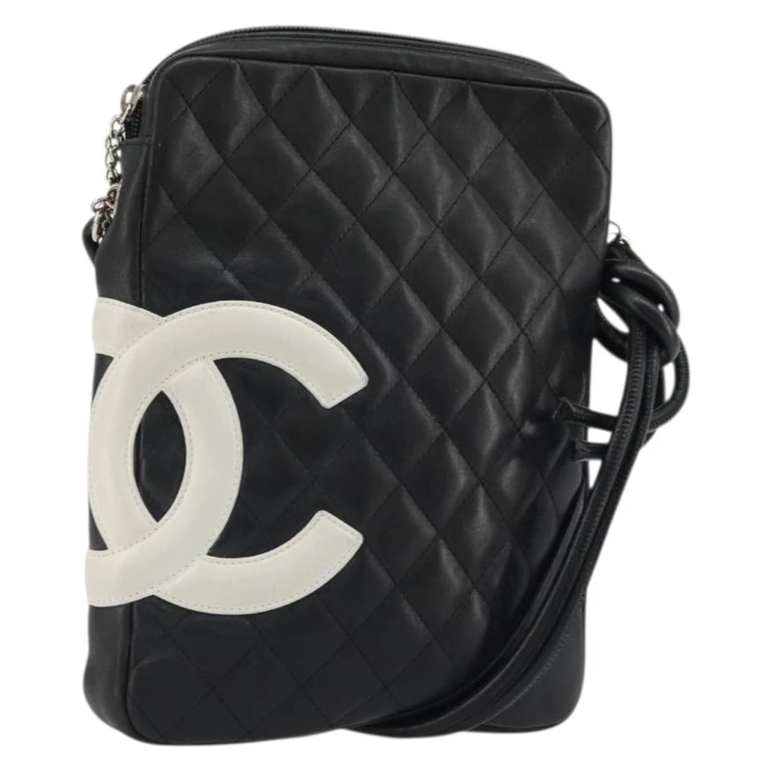 CHANEL MATELASSE CAMBON LINE SHOULDER BAG: CHANEL Matelasse Cambon Line Shoulder Bag Brand: CHANEL Type/Style: Shoulder Bag Material: Leather Color: Black/Silver Size: Size(Inch) W7.1 x H9.8 x D1.2inch(Approx) Accessories: None Acc