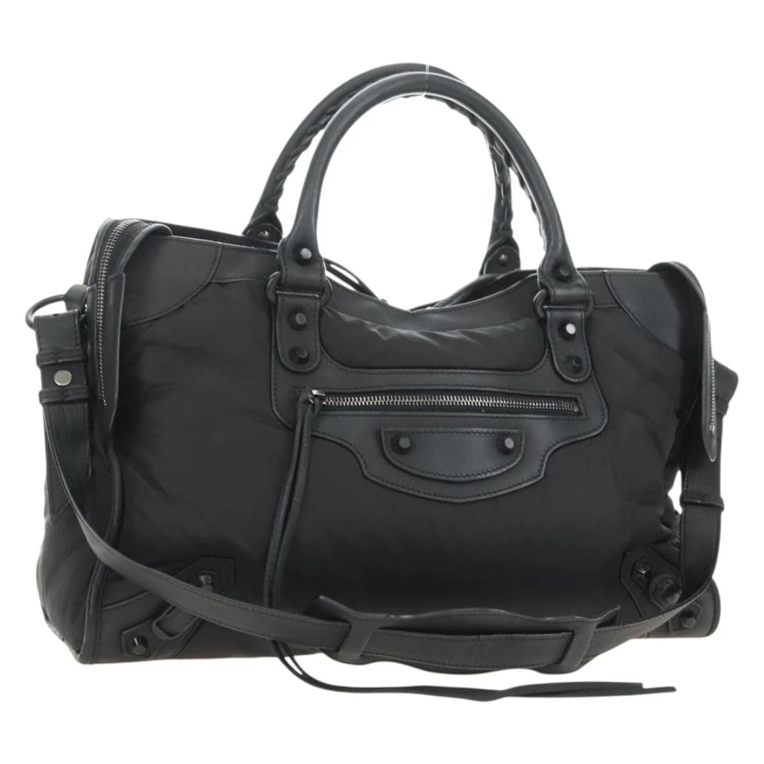 BALENCIAGA THE CITY HAND BAG NYLON 2WAY BLACK: BALENCIAGA The City Hand Bag Nylon 2way Black Brand: BALENCIAGA Type/Style: Hand Bag Material: Nylon Color: Black Size: Size(Inch) W15.0 x H9.1 x D4.7inch(Approx) Accessories: None Accesso