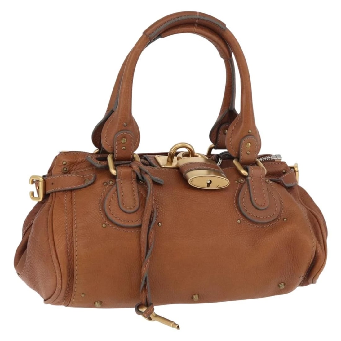 CHLOE PADDINGTON HAND BAG LEATHER BROWN SILVER GOLD: Chloe Paddington Hand Bag Leather Brown Silver gold Brand: Chloe Type/Style: Hand Bag Material: Leather Color: Brown/Silver/gold Size: Size(Inch) W14.2 x H6.7 x D7.5inch(Approx) Accessories: None