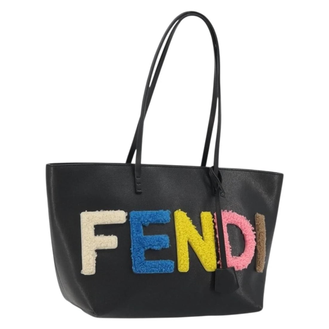 FENDI TOTE BAG LEATHER BLACK SILVER: FENDI Tote Bag Leather Black Silver Brand: FENDI Type/Style: Tote Bag Material: Leather Color: Black/Silver Size: W11.4 x H9.4 x D5.5inch(Approx) Accessories: None Accessories Notice: When