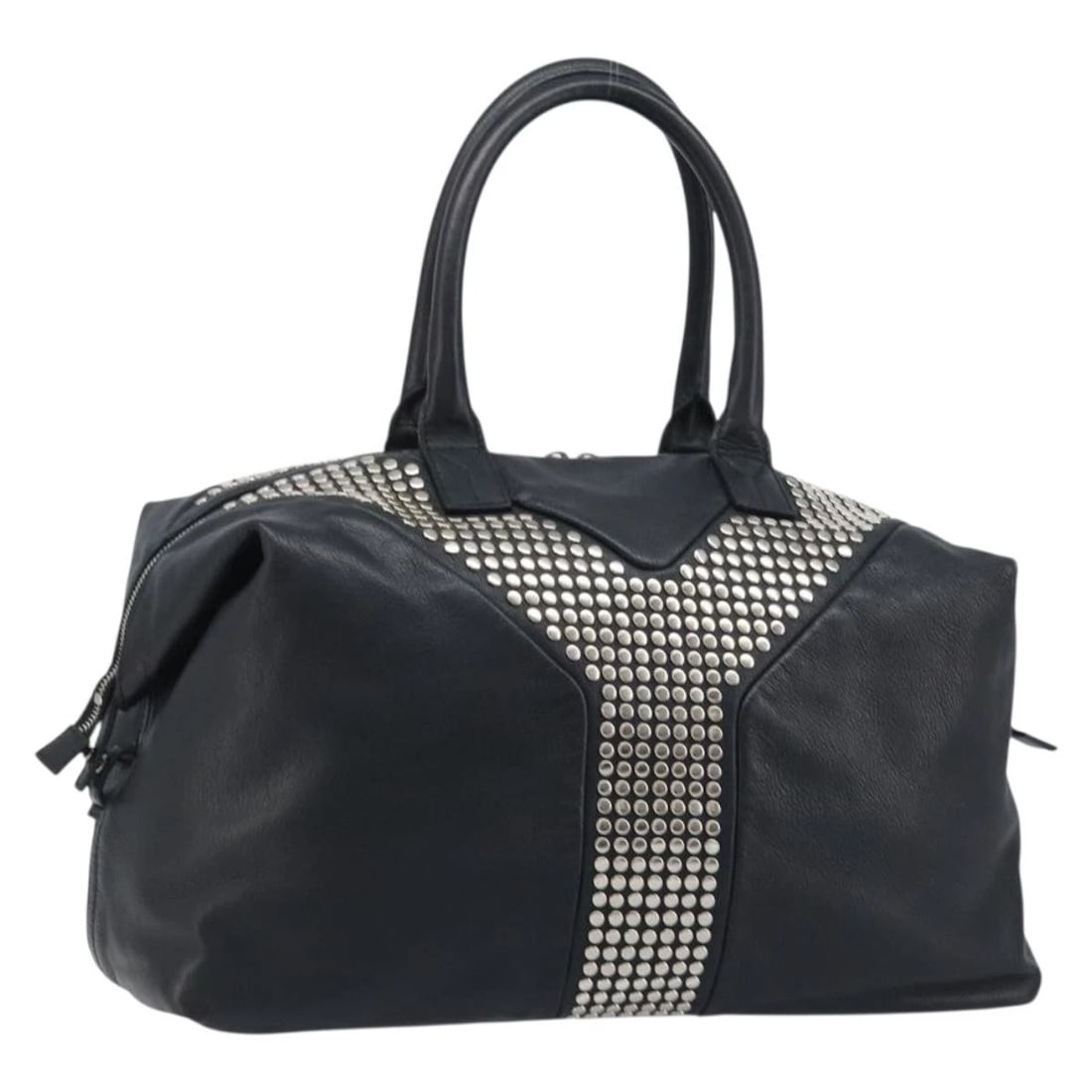 SAINT LAURENT EASY LOCK STUDS BAG LEATHER: SAINT LAURENT Easy Lock Studs Bag Leather Brand: SAINT LAURENT Type/Style: Boston Bag Material: Leather Color: Black/Silver Size: W15.4 x H7.9 x D5.9inch(Approx) Accessories: None Accessories Notice: