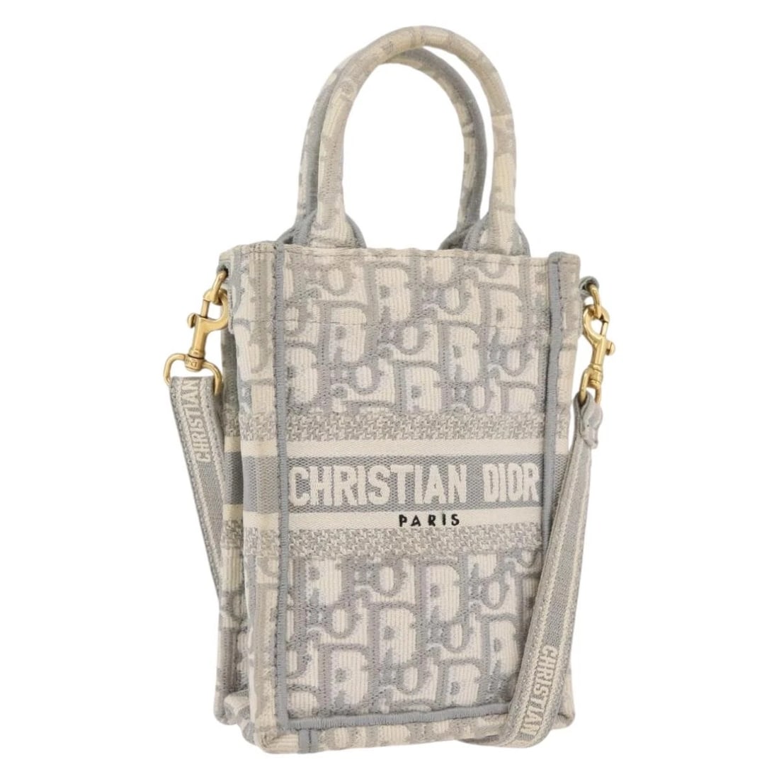 CHRISTIAN DIOR TOTE VERTICAL BAG MINI BAG 2WAY: Christian Dior Tote Vertical Bag Mini Bag 2way Brand: Christian Dior Type/Style: Hand Bag Material: Trotter Canvas Color: Gray/Gold Size: W5.1 x H6.7 x D2.8inch(Approx) Accessories: None A