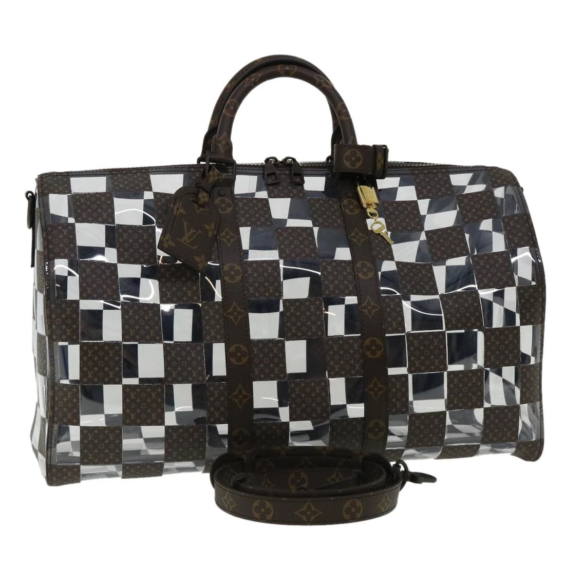 LOUIS VUITTON CHESS KEEPALL BANDOULIERE 50: LOUIS VUITTON chess Keepall Bandouliere 50 Brand: LOUIS VUITTON Type/Style: Boston Bag Material: Monogram Canvas Color: Monogram Size: W19.7 x H11.4 x D9.1inch(Approx) Accessories: None Ac