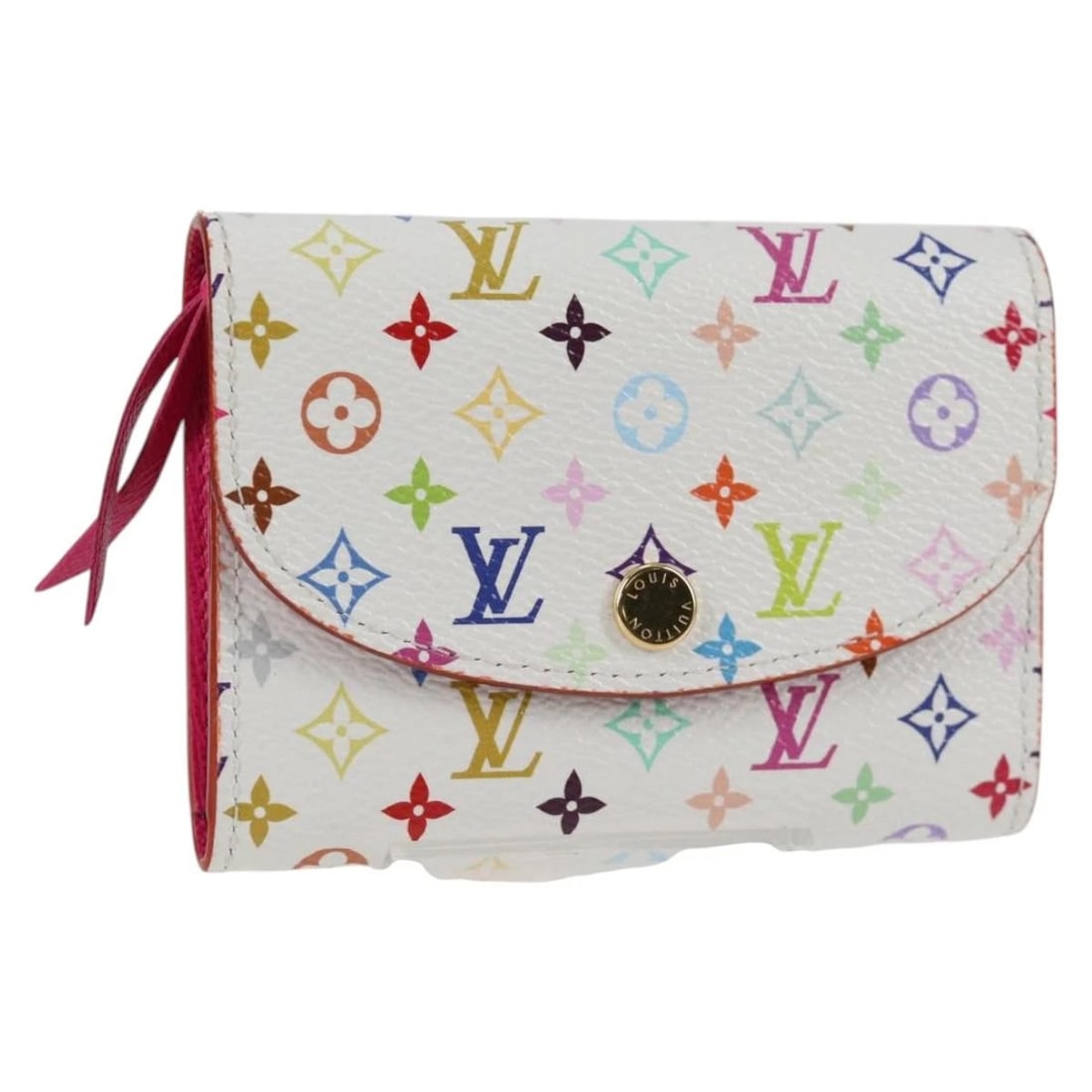 LOUIS VUITTON PORTE MONNAIE ROSARY COIN PURSE: LOUIS VUITTON Porte Monnaie Rosary Coin Purse Brand: LOUIS VUITTON Type/Style: Coin Purse Material: Monogram Multicolor Canvas Color: White Size: W4.3 x H3.1 x D0.8inch(Approx) Accessories: None <