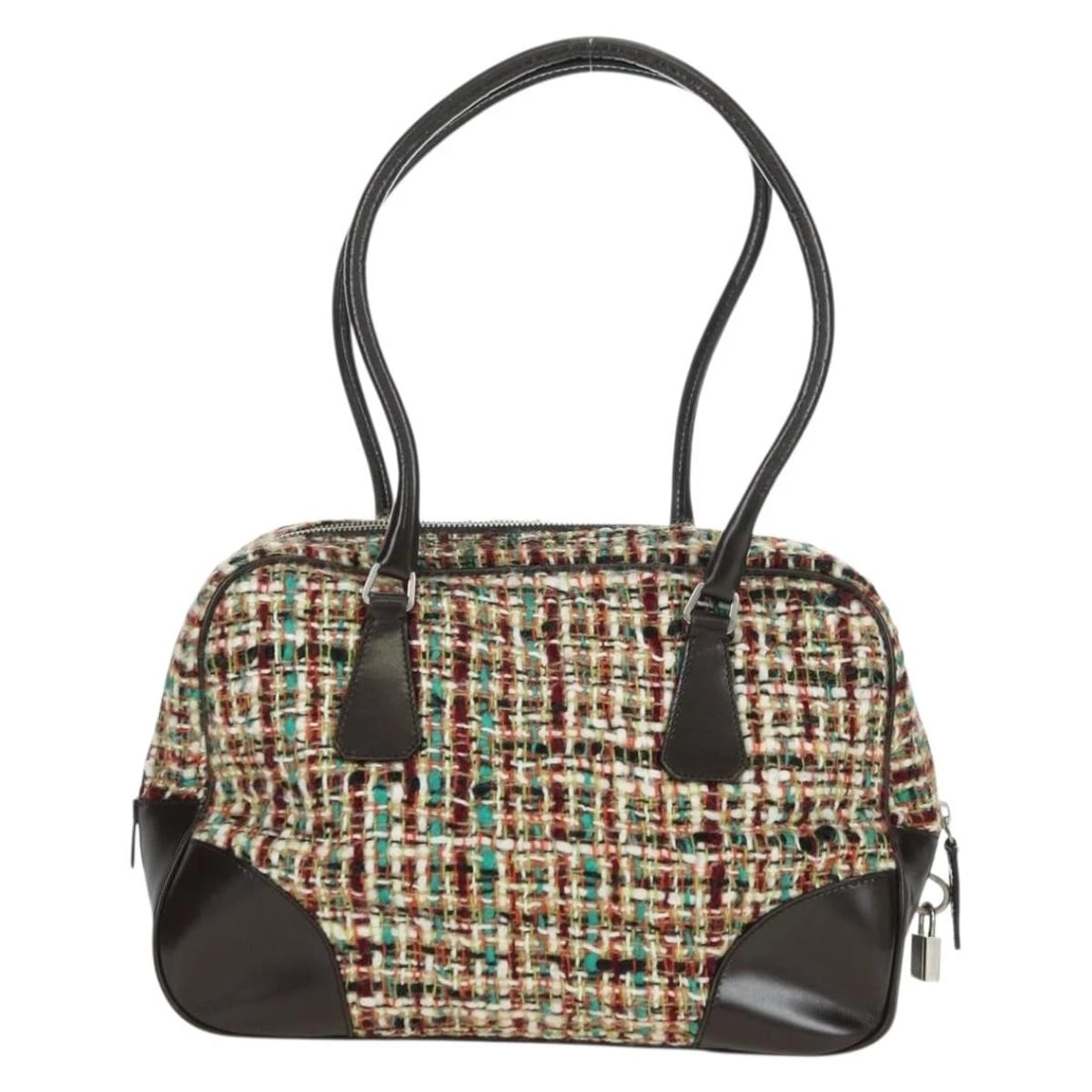 PRADA SHOULDER BAG TWEED MULTICOLOR SILVER - 2