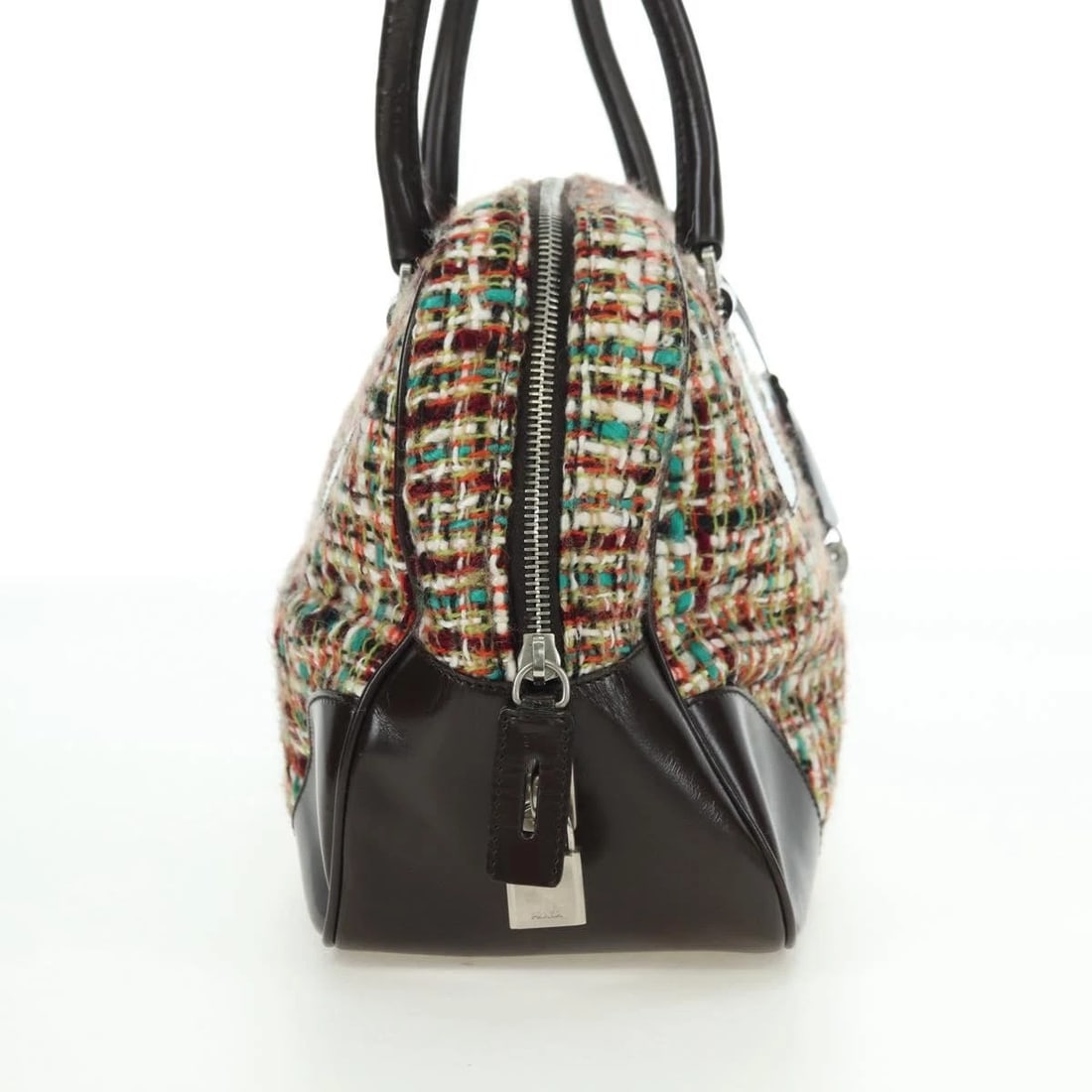 PRADA SHOULDER BAG TWEED MULTICOLOR SILVER - 4