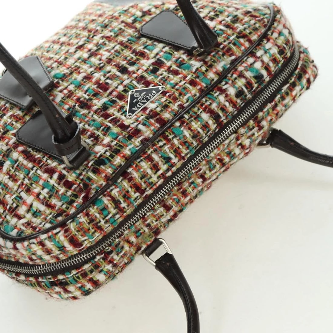 PRADA SHOULDER BAG TWEED MULTICOLOR SILVER - 6