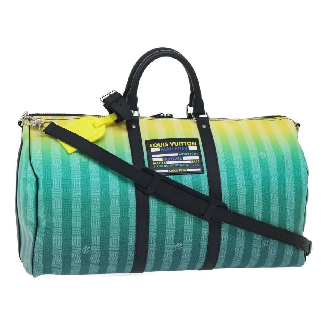 LOUIS VUITTON STRIPE GRADATION KEEPALL BANDOULIERE 50: LOUIS VUITTON Stripe Gradation Keepall Bandouliere 50 Brand: LOUIS VUITTON Type/Style: Boston Bag Material: Damier Color Canvas Color: Green Size: W19.7 x H9.8 x D8.7inch(Approx) Accessories: None