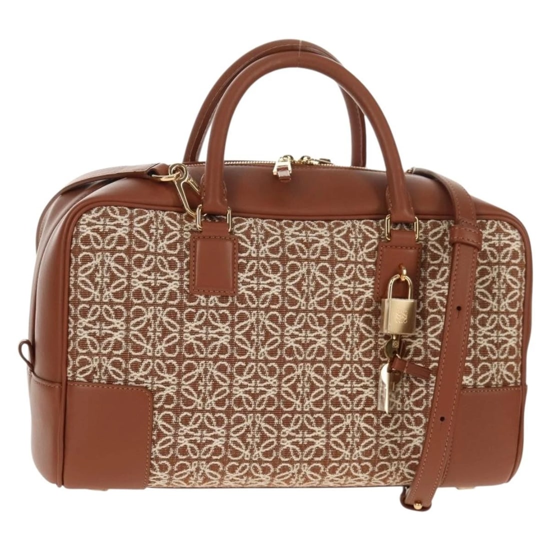 LOEWE 28 ANAGRAM BAG CANVAS 2WAY: LOEWE 28 Anagram Bag Canvas 2way Brand: LOEWE Type/Style: Hand Bag Material: Leather Color: Gold/Brown Size: W11.4 x H5.9 x D3.9inch(Approx) Accessories: None Accessories Notice: When purc