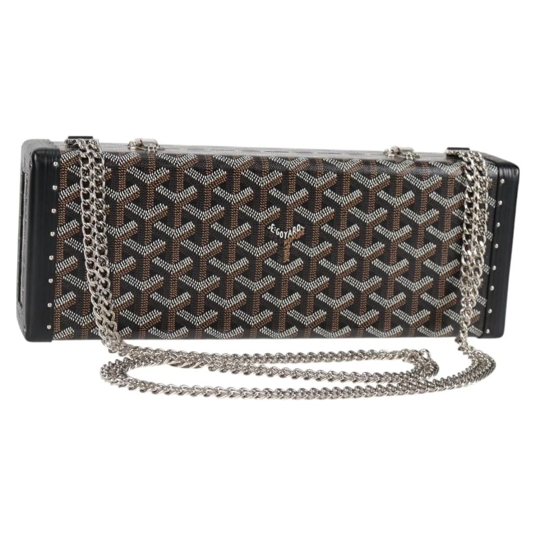 GOYARD HERRINGBONE CHAIN SHOULDER BAG PVC: GOYARD Herringbone Chain Shoulder Bag PVC Brand: GOYARD Type/Style: Shoulder Bag Material: PVC Leather Color: Black/Silver Size: W12.2 x H4.3 x D2.4inch(Approx) Accessories: None Accessori