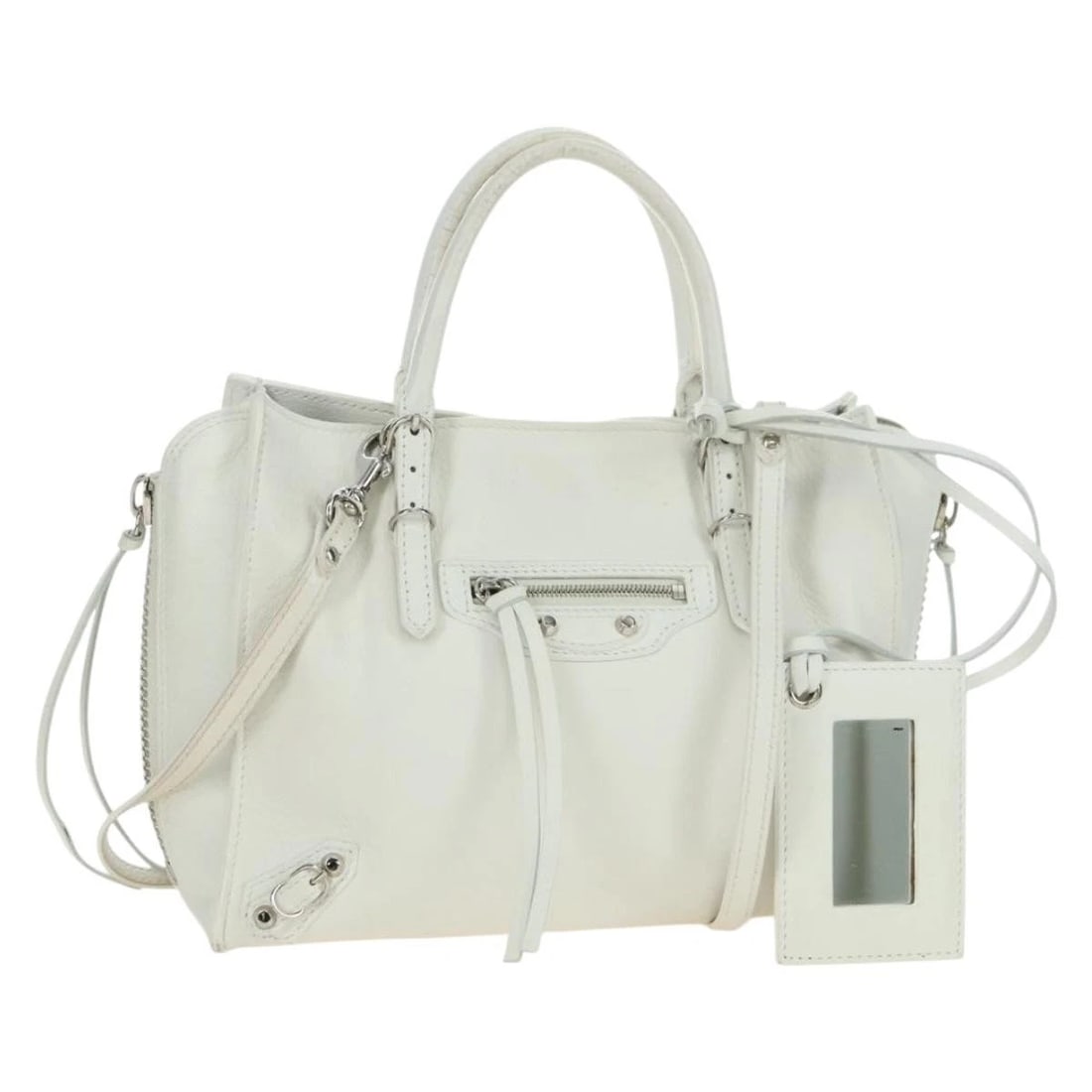 BALENCIAGA PAPER MINI HAND BAG LEATHER 2WAY: BALENCIAGA Paper mini Hand Bag Leather 2way Brand: BALENCIAGA Type/Style: Hand Bag Material: Leather Color: White/Silver Size: W8.7 x H6.7 x D3.9inch(Approx) Accessories: None Accessories
