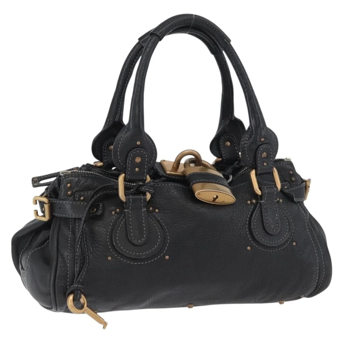 CHLOE PADDINGTON HAND BAG LEATHER BLACK GOLD SILVER (1 of 6)
