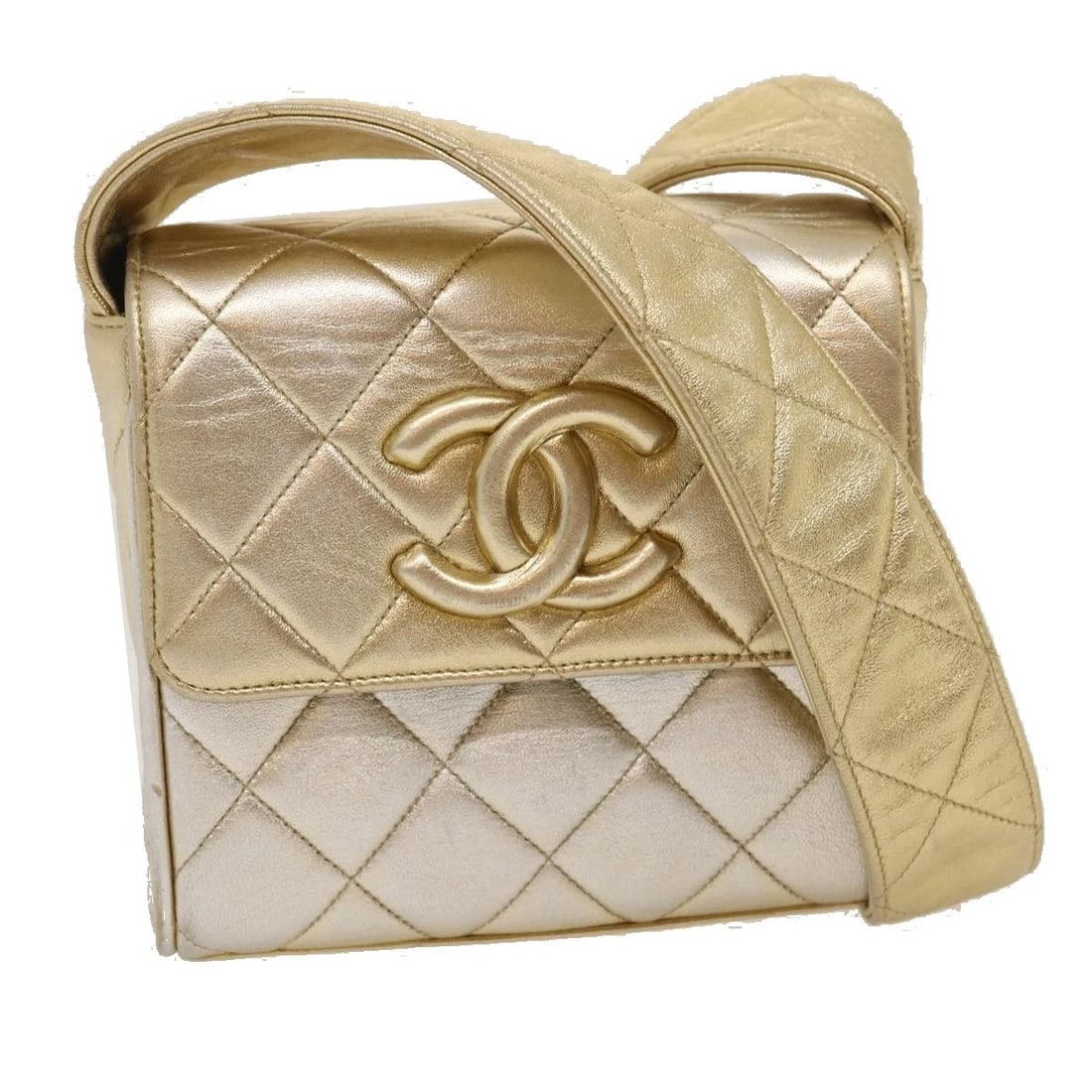 CHANEL MATELASSE SHOULDER BAG LAMB SKIN GOLD: CHANEL Matelasse Shoulder Bag Lamb Skin Gold Brand: CHANEL Type/Style: Shoulder Bag Material: Leather/Lamb Skin Color: Gold Size: W6.1 x H5.5 x D3.3inch(Approx) Accessories: None Accessori