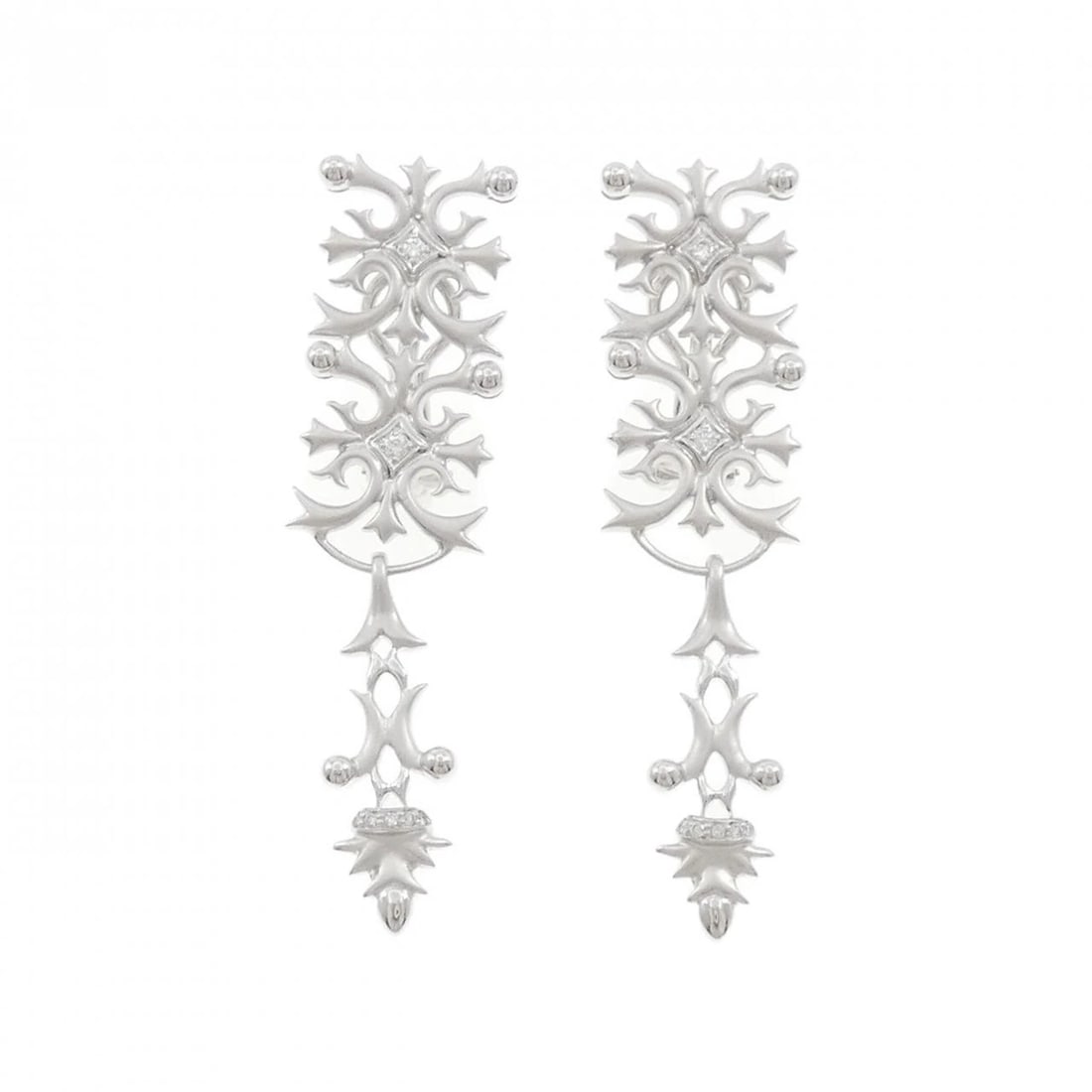K18WG DIAMOND PIERCE/EARRING: K18WG Diamond Pierce/Earring Brand: Unbranded Type/Style: Diamond Pierce/Earring Material: 18k White Gold, Main Stone/Creation Natural Color: White Gold Size: Actual Size Approx. length x width: