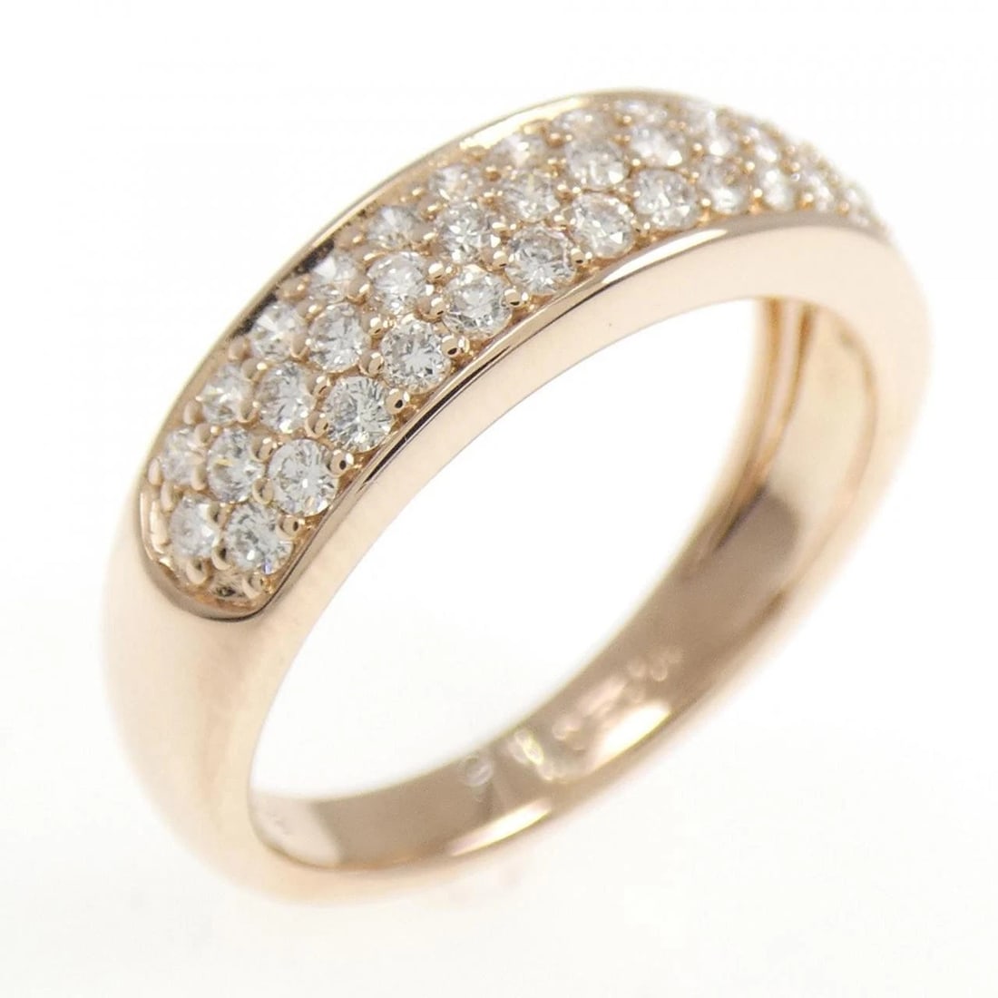 K18PG PAVE DIAMOND RING: K18PG Pave Diamond Ring Brand: Unbranded Type/Style: Diamond Ring Material: 18k Pink Gold, Main Stone/Creation Natural Color: Pink Gold Size: US 5 3/4 Accessories: None Accessories Notice: When