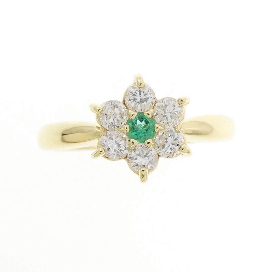 K18YG FLOWER EMERALD RING - 2