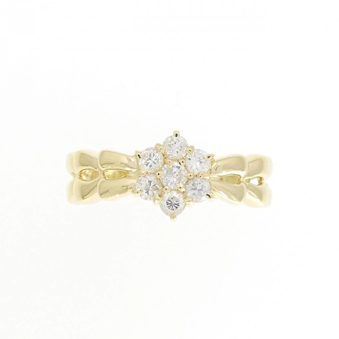 K18YG FLOWER DIAMOND RING - 2