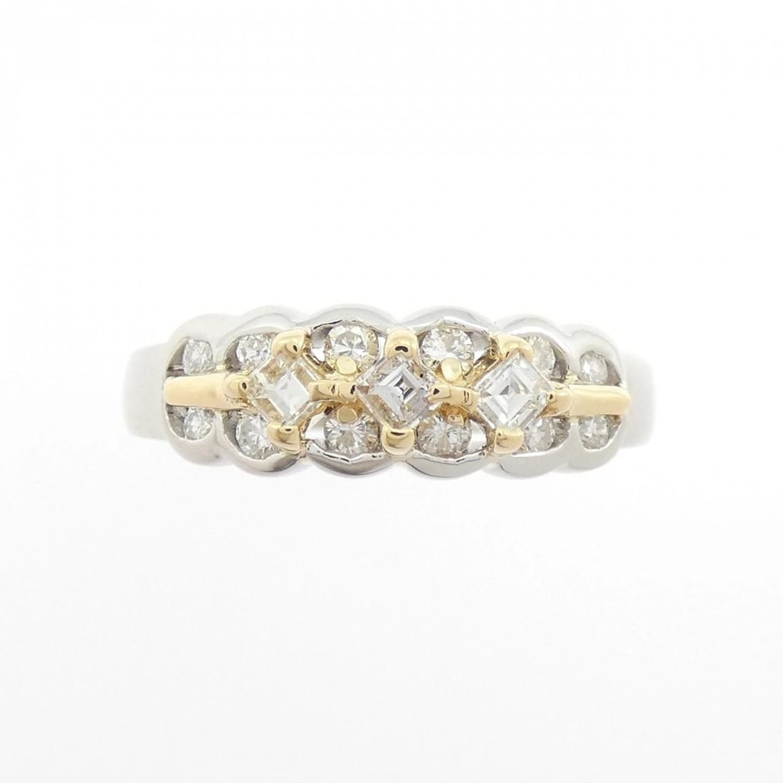 K18YG/PT900 DIAMOND RING - 2