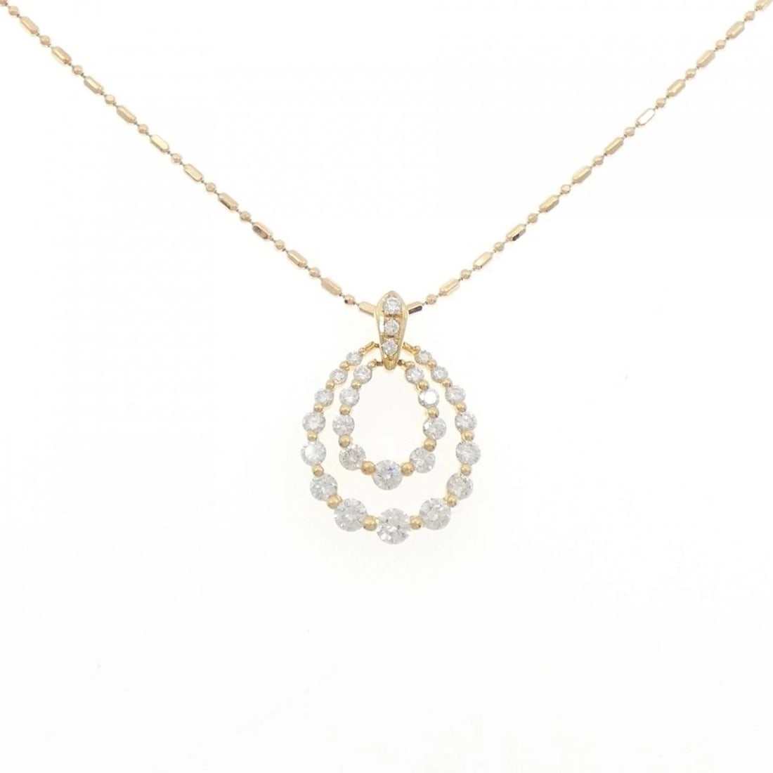 K18YG DIAMOND NECKLACE: K18YG Diamond Necklace Brand: Unbranded Type/Style: Diamond Necklace Material: 18K Yellow Gold, Main Stone/Creation Natural Color: Yellow Gold Size: Actual Size Pendant length approx. x width approx.: