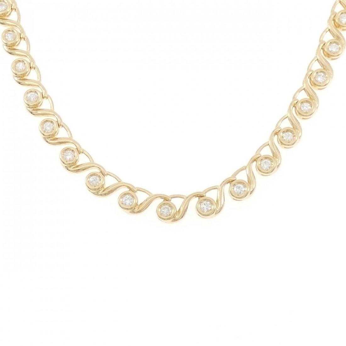 K18YG DIAMOND NECKLACE: K18YG Diamond Necklace Brand: Unbranded Type/Style: Diamond Necklace Material: 18K Yellow Gold, Main Stone/Creation Natural Color: Yellow Gold Size: Actual Size Max width approx: 5.5mm Size 41cm A