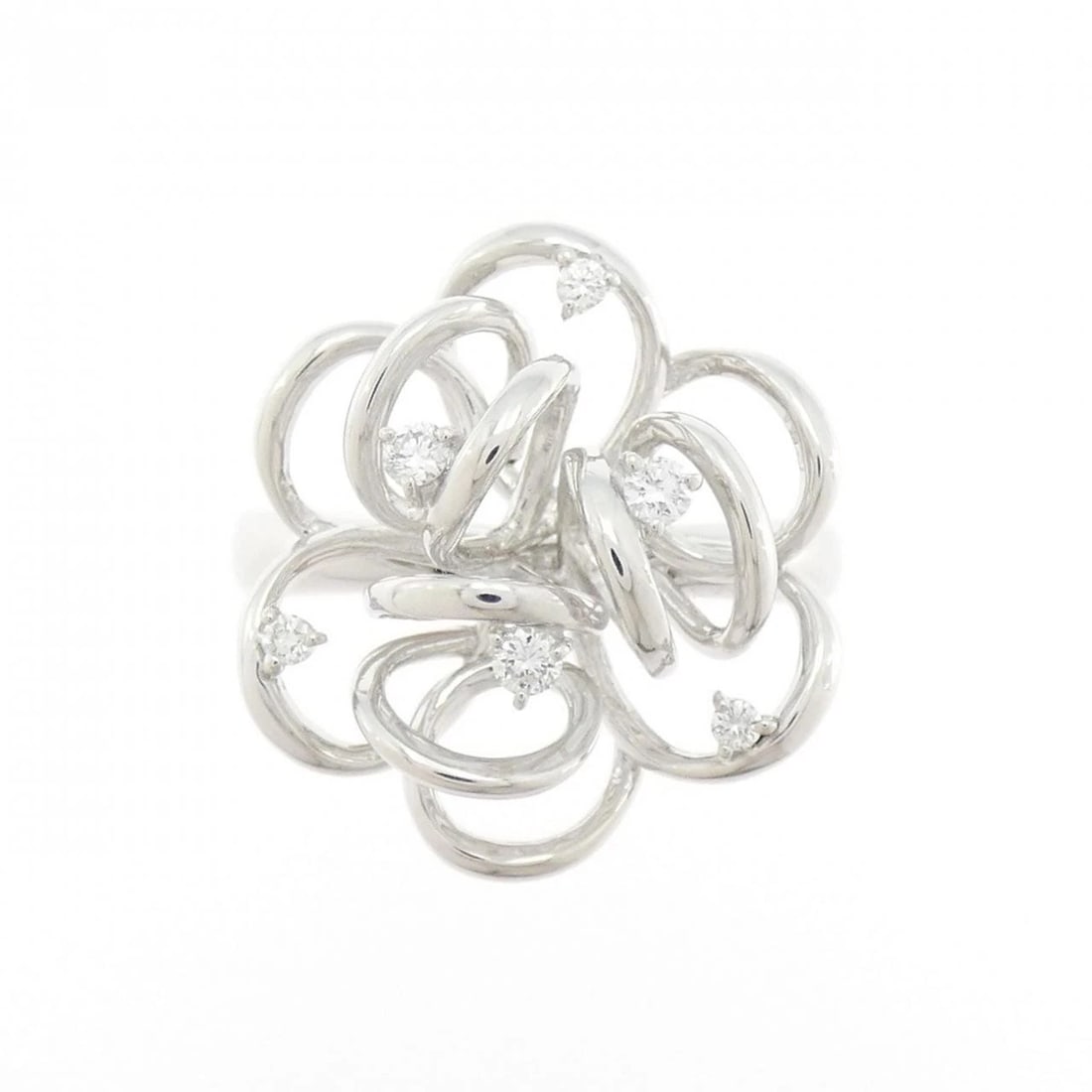 K18WG FLOWER DIAMOND RING - 2
