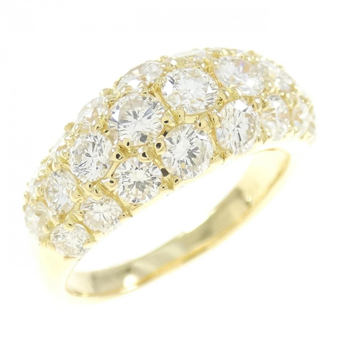 K18YG PAVE DIAMOND RING: K18YG Pave Diamond Ring Brand: Unbranded Type/Style: Diamond Ring Material: 18K Yellow Gold, Main Stone/Creation Natural Color: Yellow Gold Size: US 6 1/2 Accessories: None Accessories Notice: When