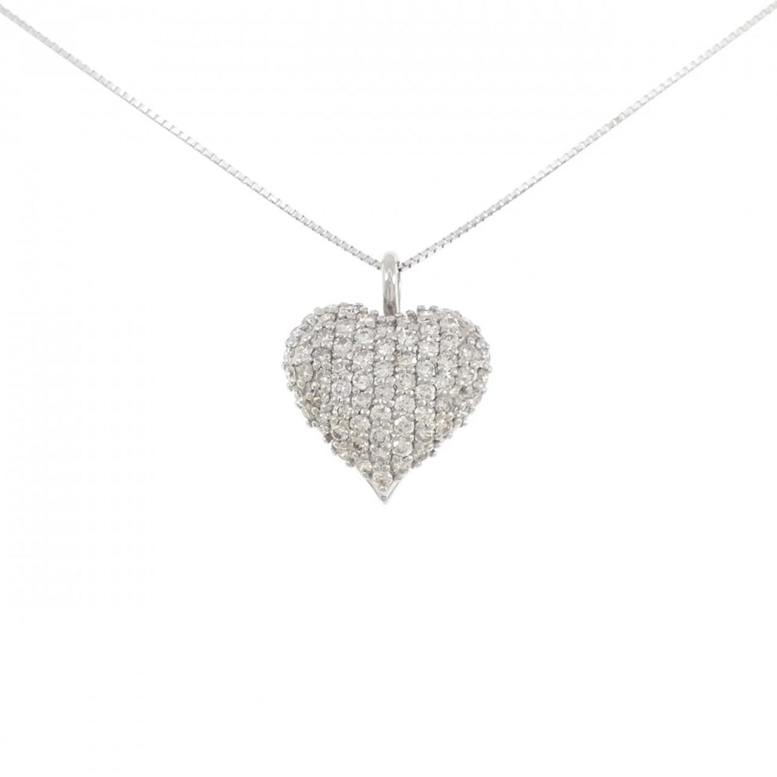 K18WG PAVE HEART DIAMOND NECKLACE: K18WG Pave Heart Diamond Necklace Brand: Unbranded Type/Style: Diamond Necklace Material: 18k White Gold, Main Stone/Creation Natural Color: White Gold Size: Actual Size Pendant length approx. x