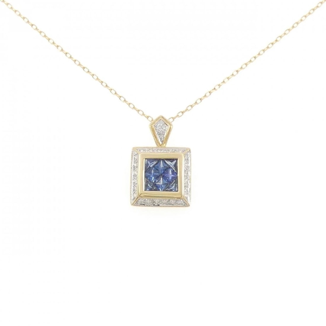 18KYG/K18YG SAPPHIRE NECKLACE: 18KYG/K18YG Sapphire Necklace Brand: Unbranded Type/Style: Sapphire Necklace Material: 18K Yellow Gold, Main Stone/Creation Sapphire Secondary Stone Diamond Color: Yellow Gold Size: Actual Size
