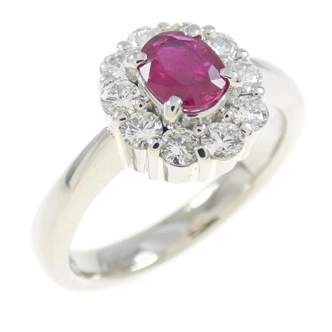 PT RUBY RING: PT Ruby Ring Brand: Unbranded Type/Style: Ruby Ring Material: PT, Main Stone/Creation RubySecondary Stone Diamond Color: Platinum Size: US 6 1/4 Accessories: None Accessories Notice: When