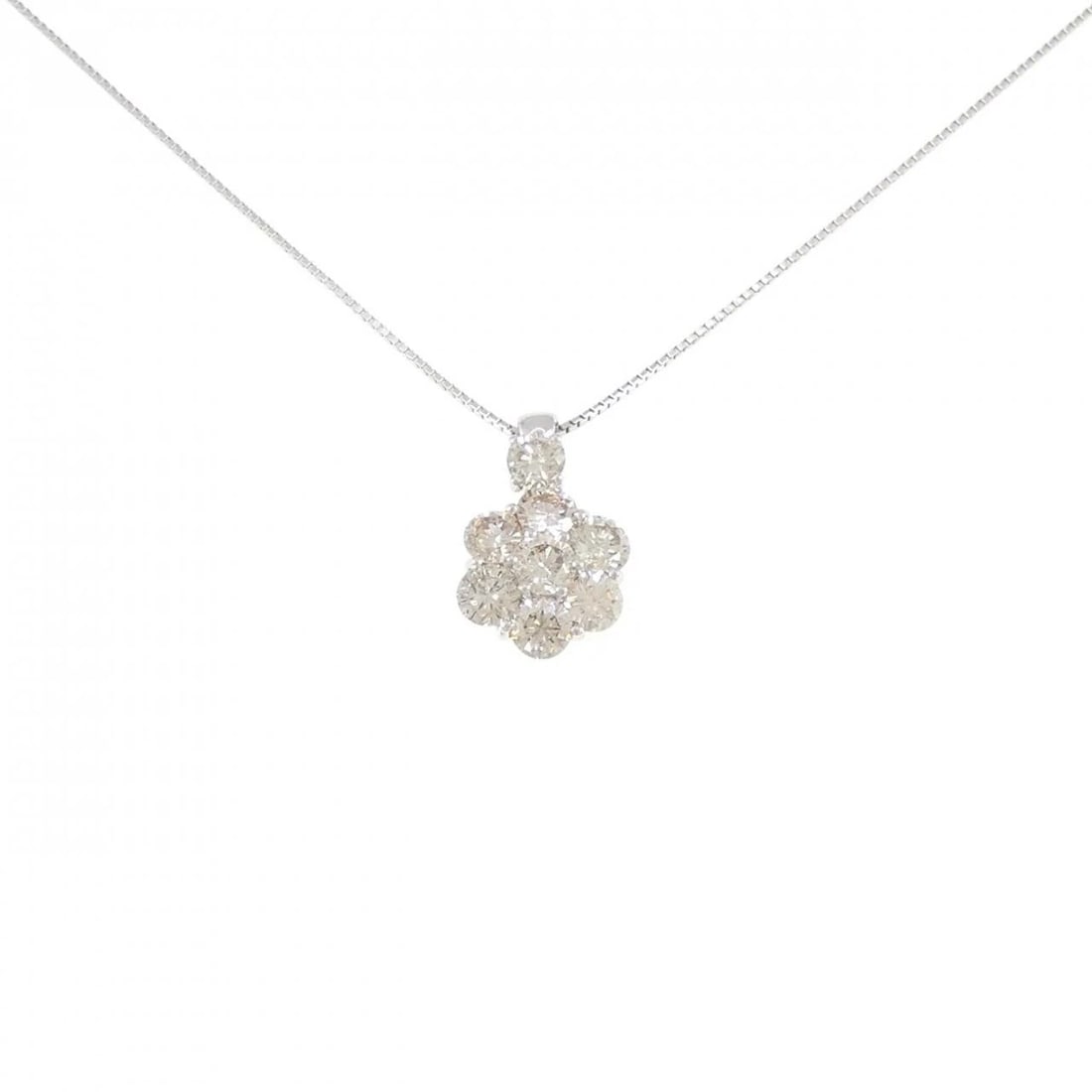 PT900/PT850 FLOWER DIAMOND NECKLACE: PT900/PT850 Flower Diamond Necklace Brand: Unbranded Type/Style: Diamond Necklace Material: PT900/PT850, Main Stone/Creation Natural Color: Platinum Size: Actual Size Pendant length approx. x width