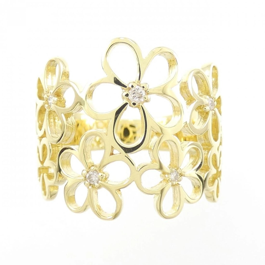 K18YG FLOWER DIAMOND RING - 2