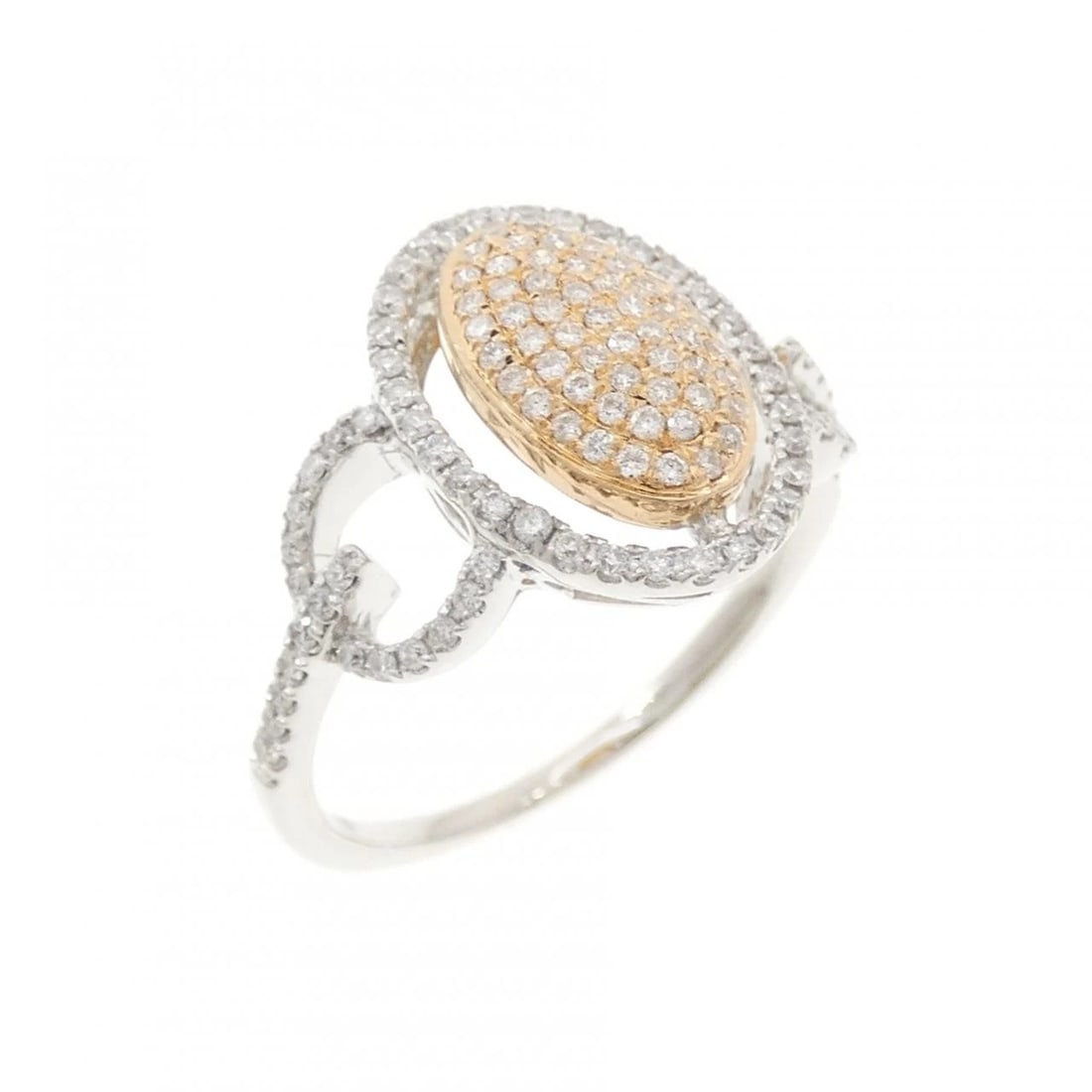 K18WG/K18PG DIAMOND RING: K18WG/K18PG Diamond Ring Brand: Unbranded Type/Style: Diamond Ring Material: 18k White Gold18k Pink Gold, Main Stone/Creation Natural Color: Pink Gold White Gold Size: US 6 1/4 Accessories: None