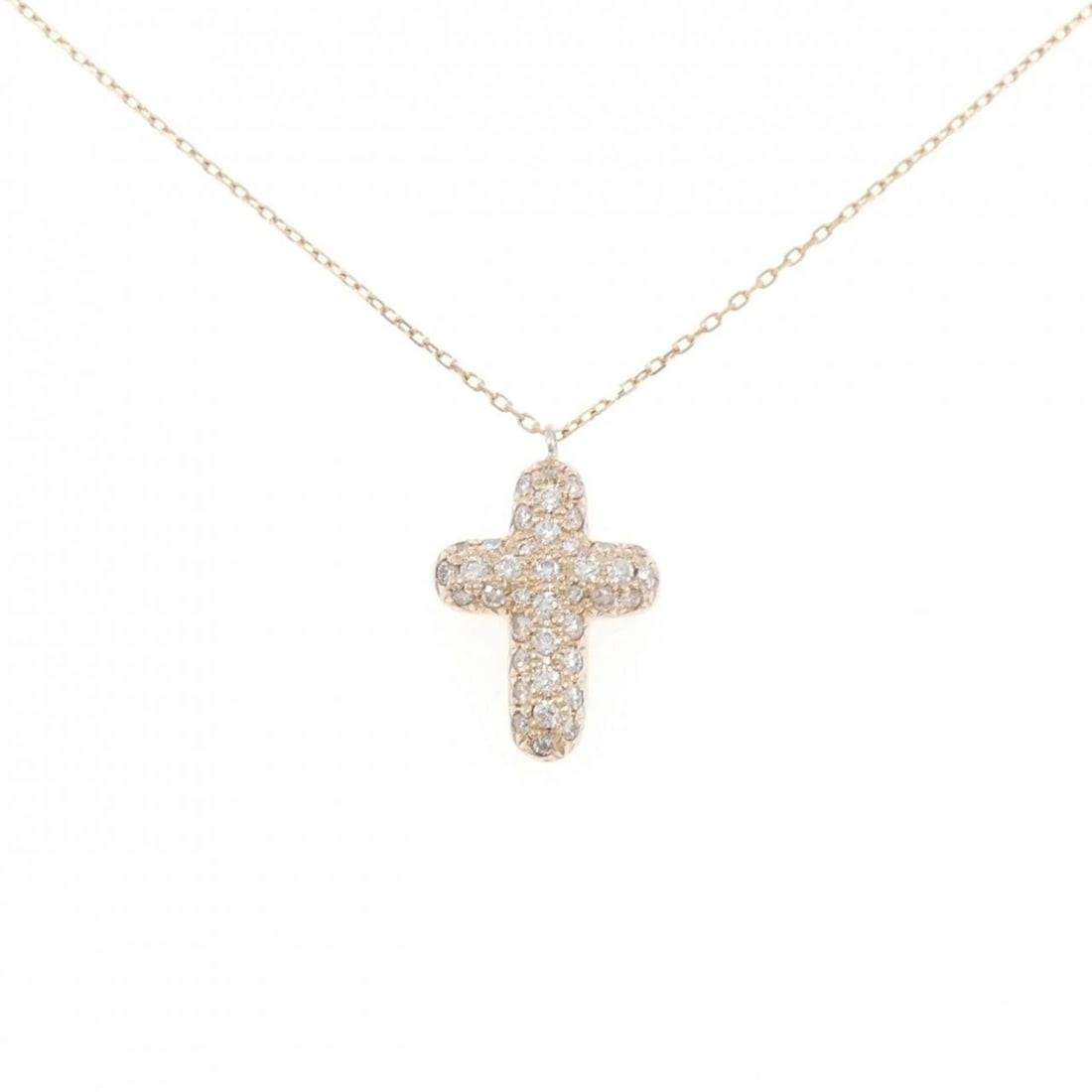 K18PG CROSS DIAMOND NECKLACE: K18PG Cross Diamond Necklace Brand: Unbranded Type/Style: Diamond Necklace Material: 18k Pink Gold, Main Stone/Creation Natural Color: Pink Gold Size: Actual Size Pendant length approx. x width