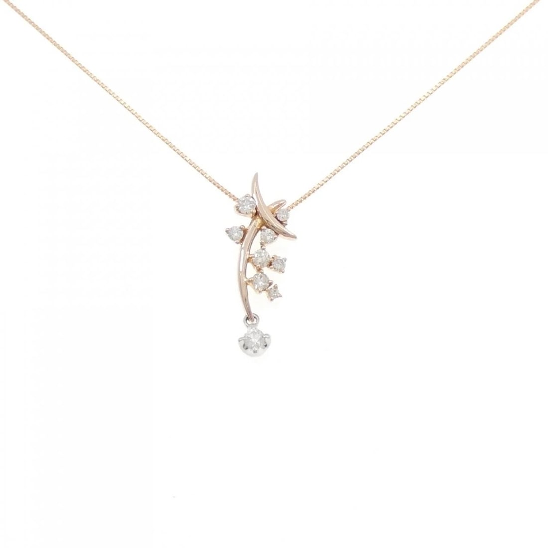 K18PG/K18WG DIAMOND NECKLACE: K18PG/K18WG Diamond Necklace Brand: Unbranded Type/Style: Diamond Necklace Material: 18k White Gold18k Pink Gold, Main Stone/Creation Natural Color: White GoldPink Gold Size: Actual Size Pendant