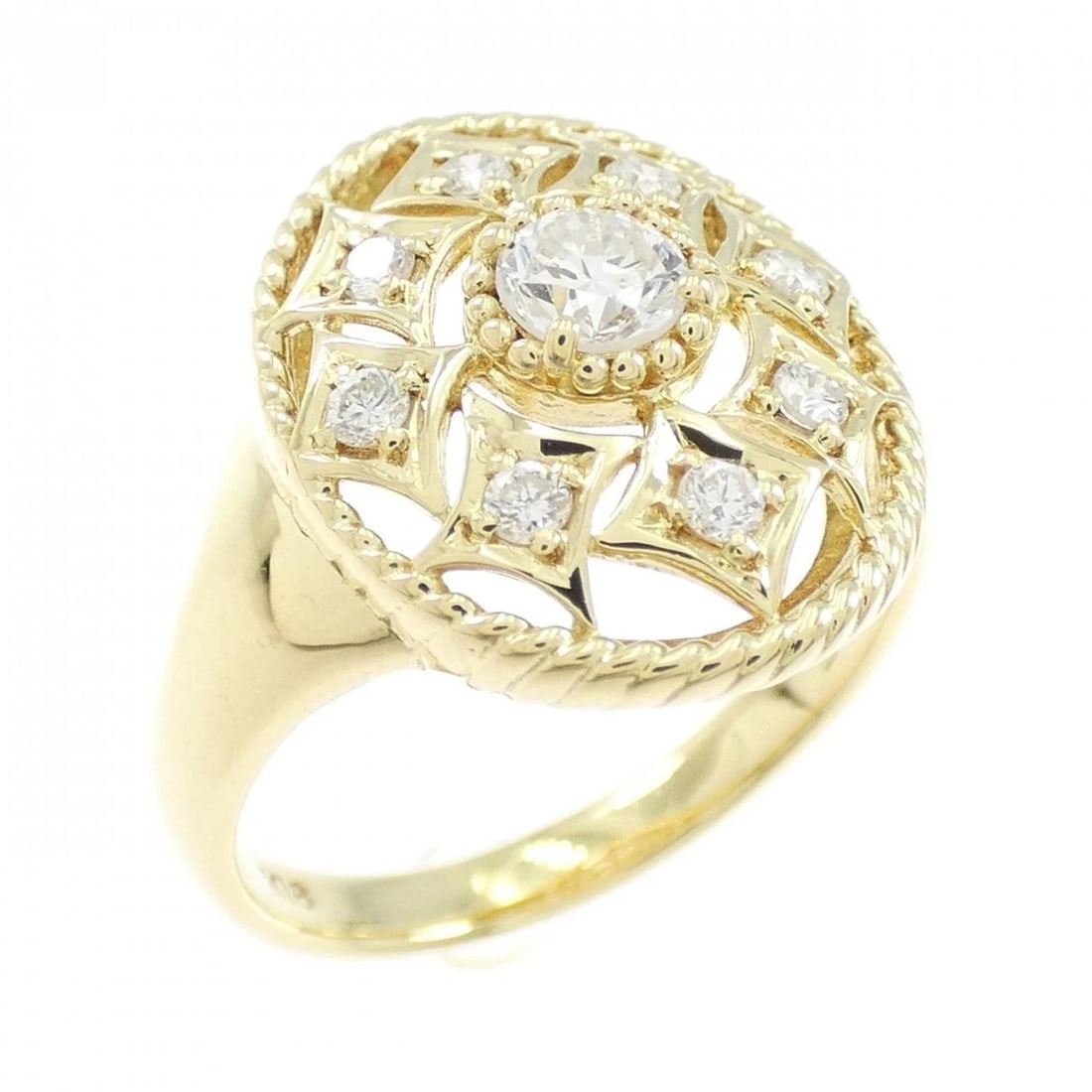 K18YG DIAMOND RING: K18YG Diamond Ring Brand: Unbranded Type/Style: Diamond Ring Material: 18K Yellow Gold, Main Stone/Creation Natural Color: Yellow Gold Size: US 6 1/4 Accessories: None Accessories Notice: When