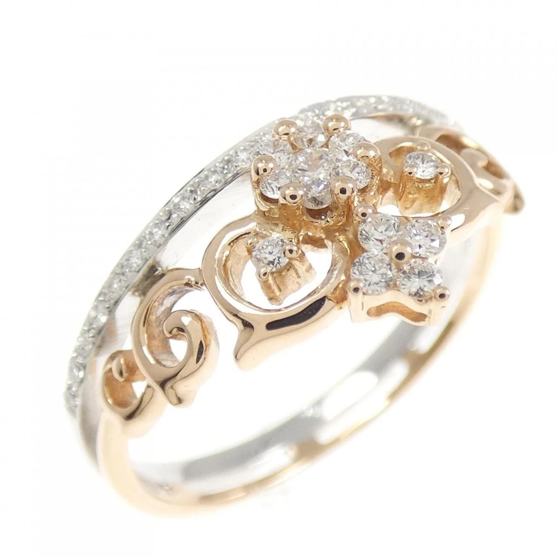 K18PG/K18WG DIAMOND RING: K18PG/K18WG Diamond Ring Brand: Unbranded Type/Style: Diamond Ring Material: 18K Yellow Gold18k White Gold, Main Stone/Creation Natural Color: White GoldPink Gold Size: US 5 3/4 Accessories: None
