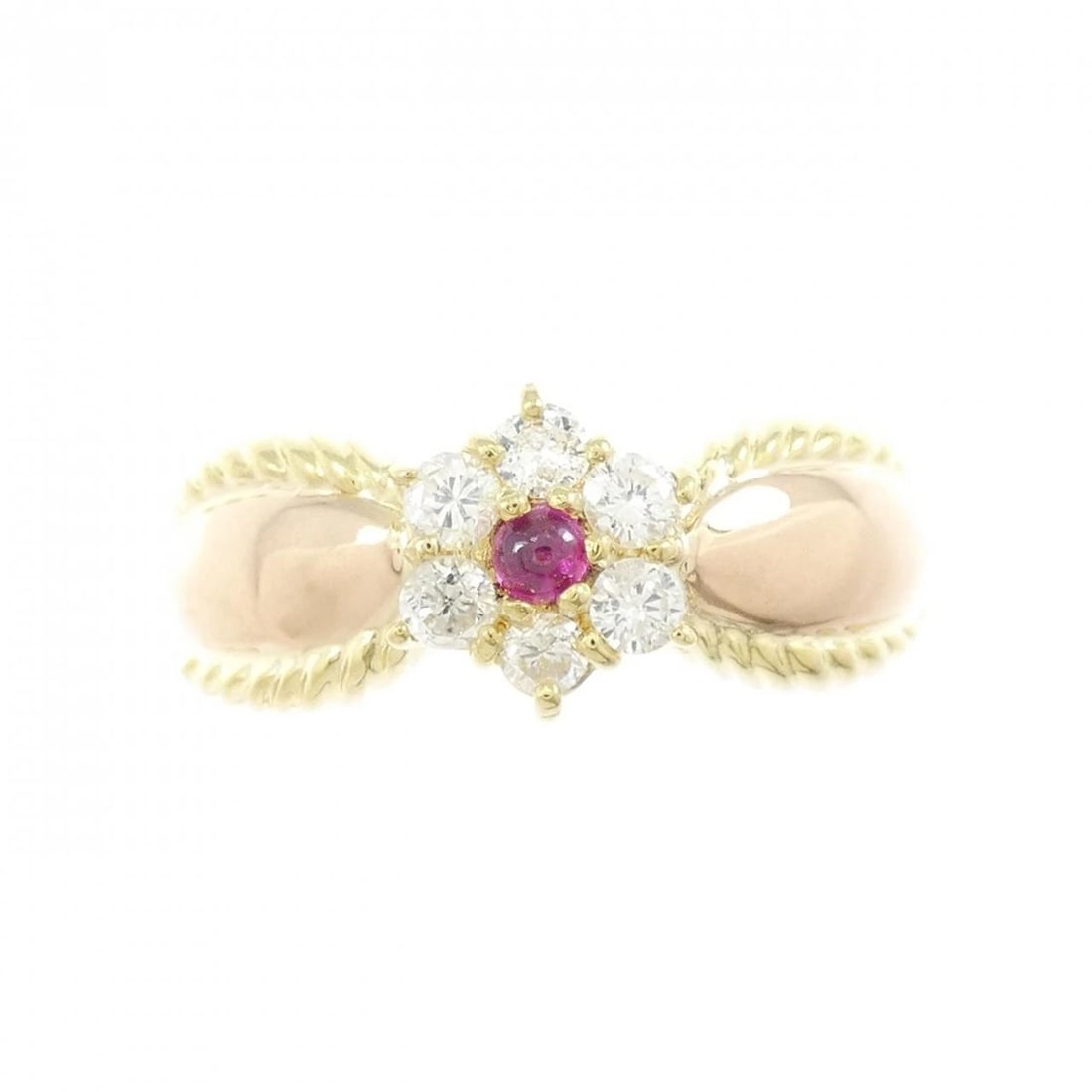 K18YG/K18PG FLOWER RUBY RING - 2