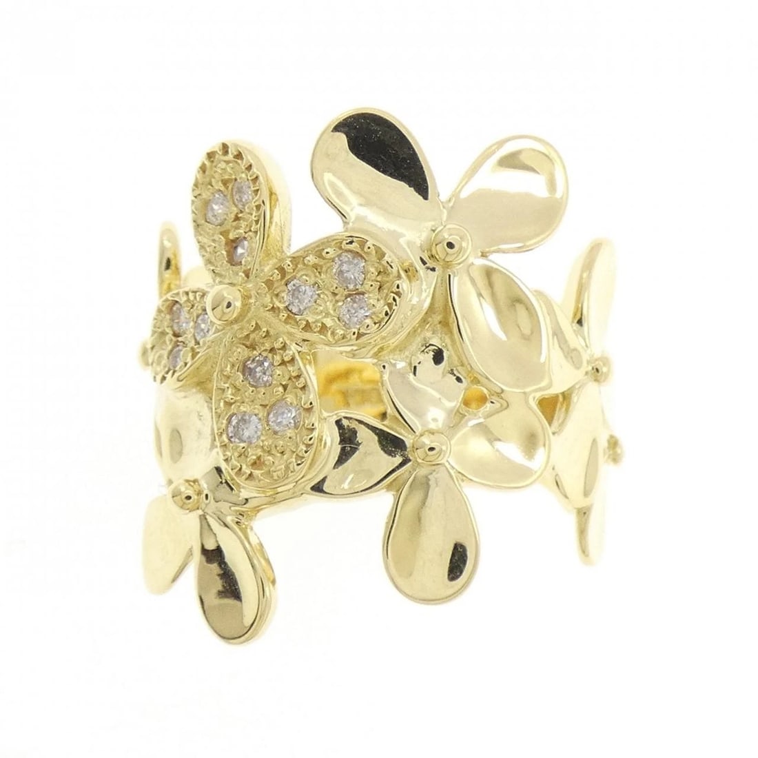K18YG FLOWER DIAMOND RING - 2