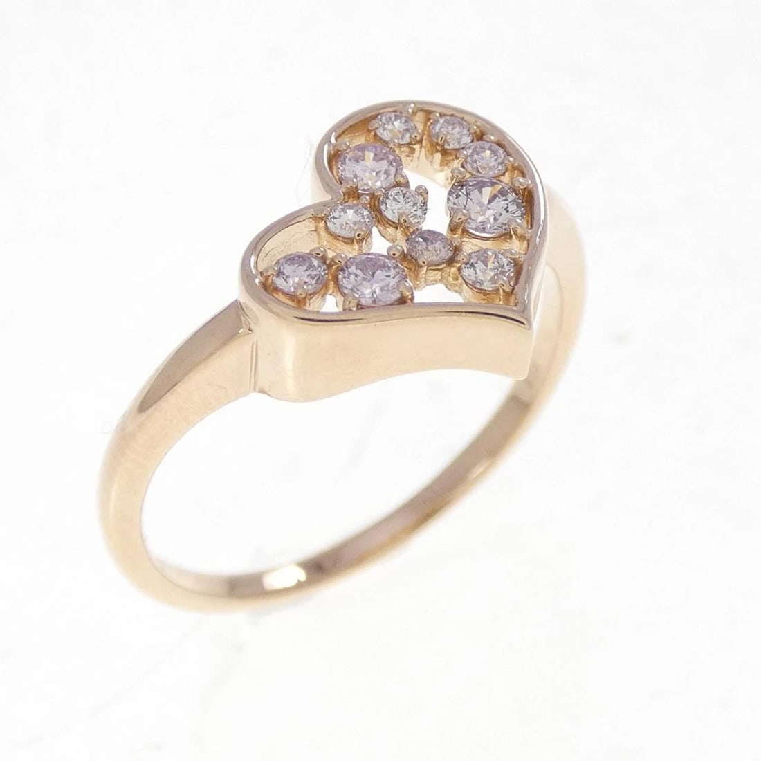 K18PG HEART DIAMOND RING: K18PG Heart Diamond Ring Brand: Unbranded Type/Style: Diamond Ring Material: 18k Pink Gold, Main Stone/Creation Natural Color: Pink Gold Size: US 5 3/4 Accessories: None Accessories Notice: When