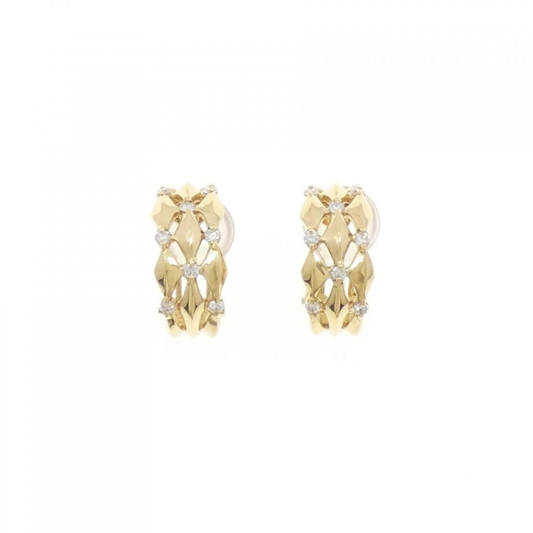 K18YG DIAMOND PIERCE/EARRING: K18YG Diamond Pierce/Earring Brand: Unbranded Type/Style: Diamond Pierce/Earring Material: 18K Yellow Gold, Main Stone/Creation Natural Color: Yellow Gold Size: Actual Size Approx. height x width: