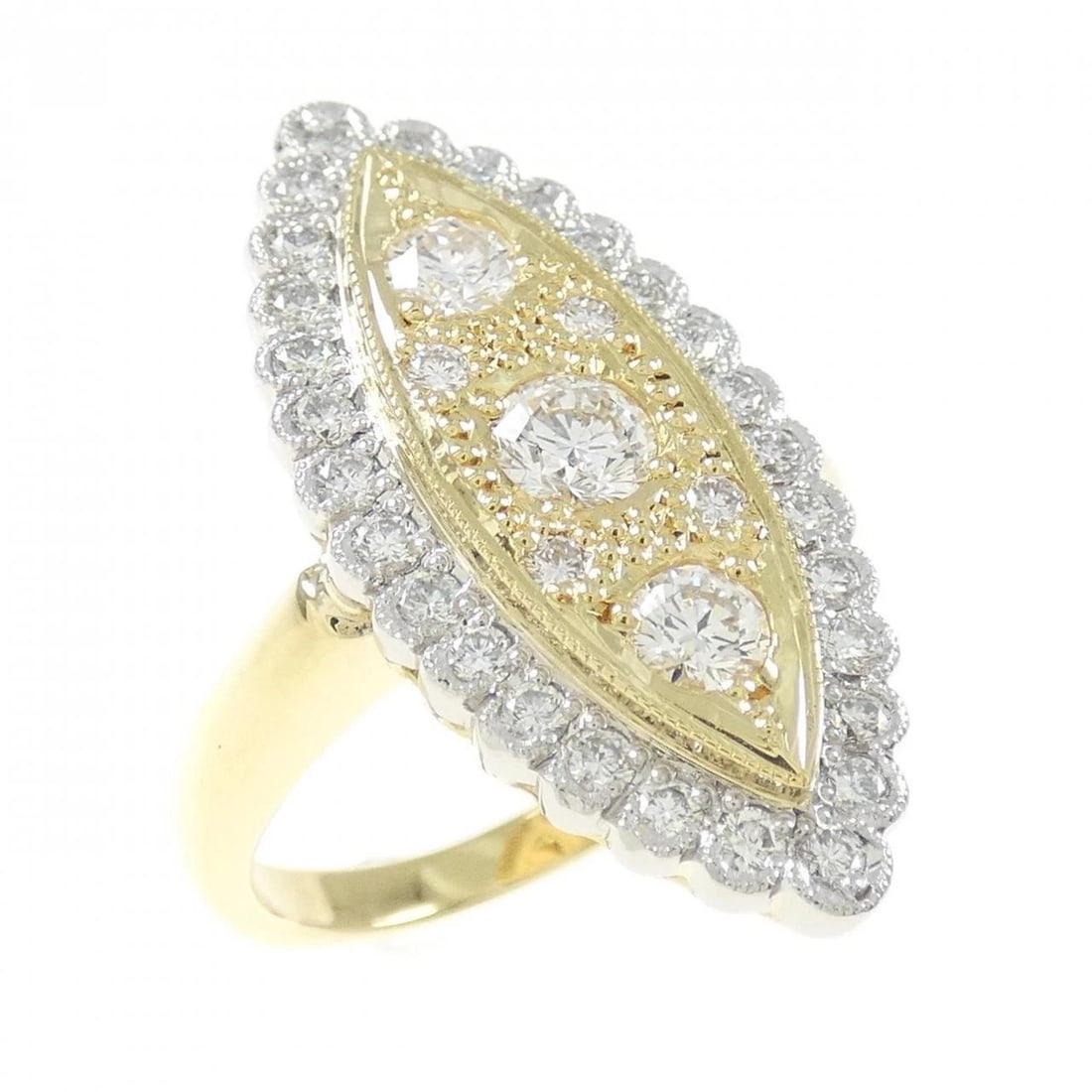 K18YG/PT900 DIAMOND RING: K18YG/PT900 Diamond Ring Brand: Unbranded Type/Style: Diamond ring Material: 18K Yellow GoldPlatinum900, Main Stone/Creation Natural Color: Yellow GoldPlatinum Size: US 5 1/4 Accessories: None