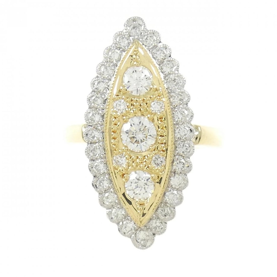 K18YG/PT900 DIAMOND RING - 2
