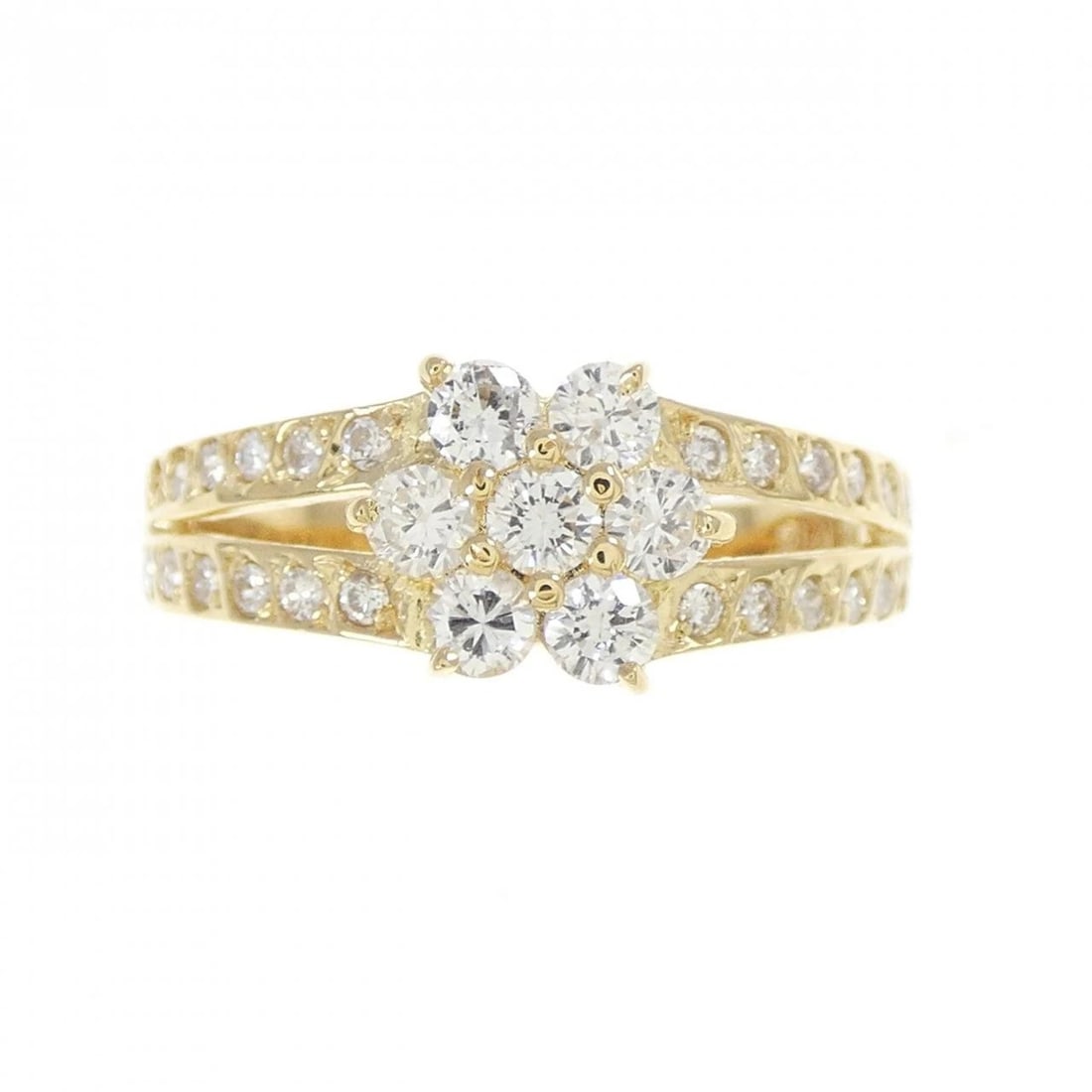 K18YG FLOWER DIAMOND RING - 2