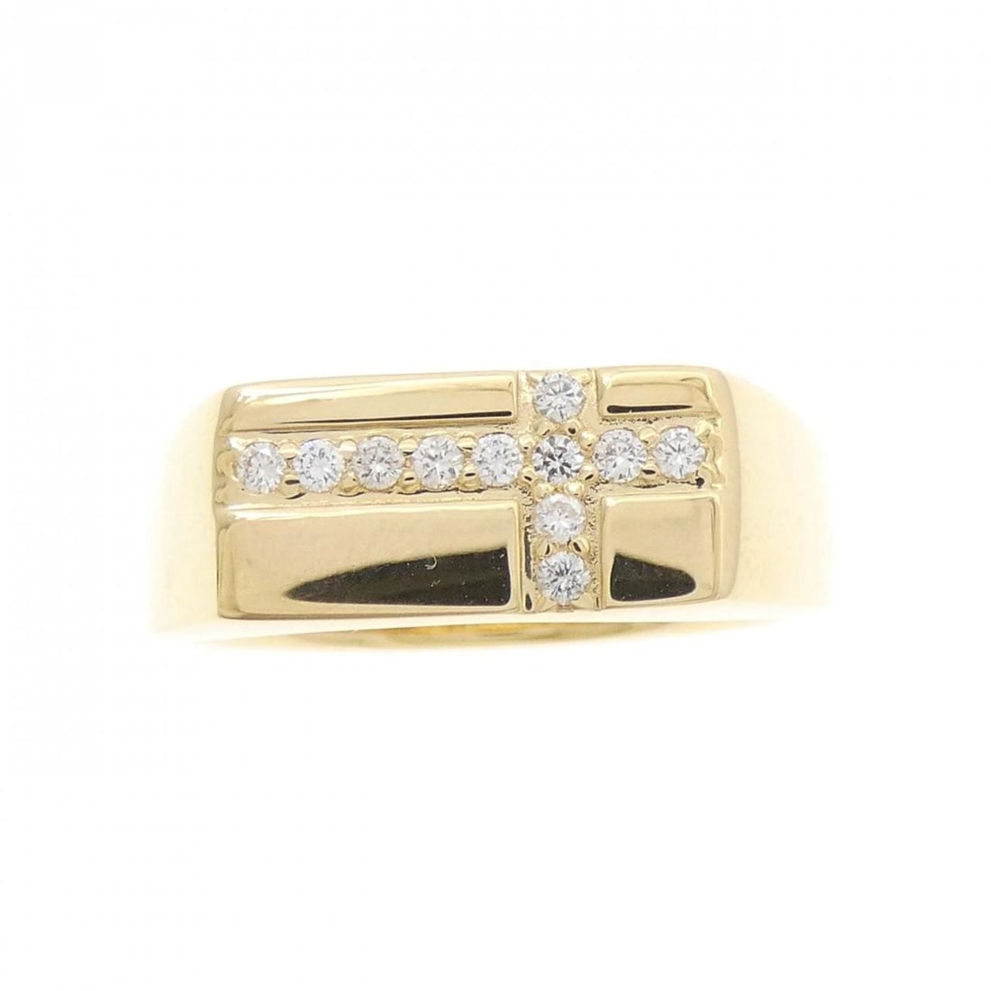 K18YG CROSS DIAMOND RING - 2