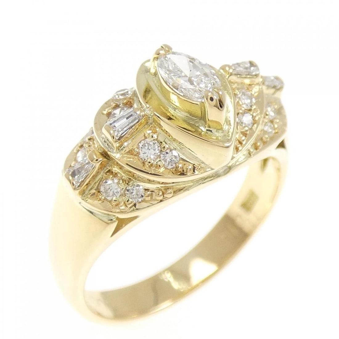 K18YG DIAMOND RING: K18YG Diamond Ring Brand: Unbranded Type/Style: Diamond Ring Material: 18K Yellow Gold, Main Stone/Creation Natural Color: Yellow Gold Size: US 5 3/4 Accessories: None Accessories Notice: When