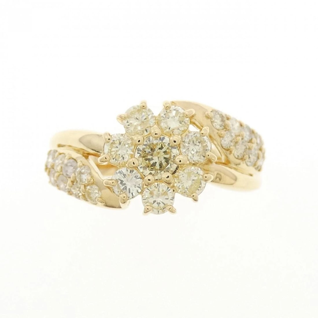 K18YG FLOWER DIAMOND RING - 2