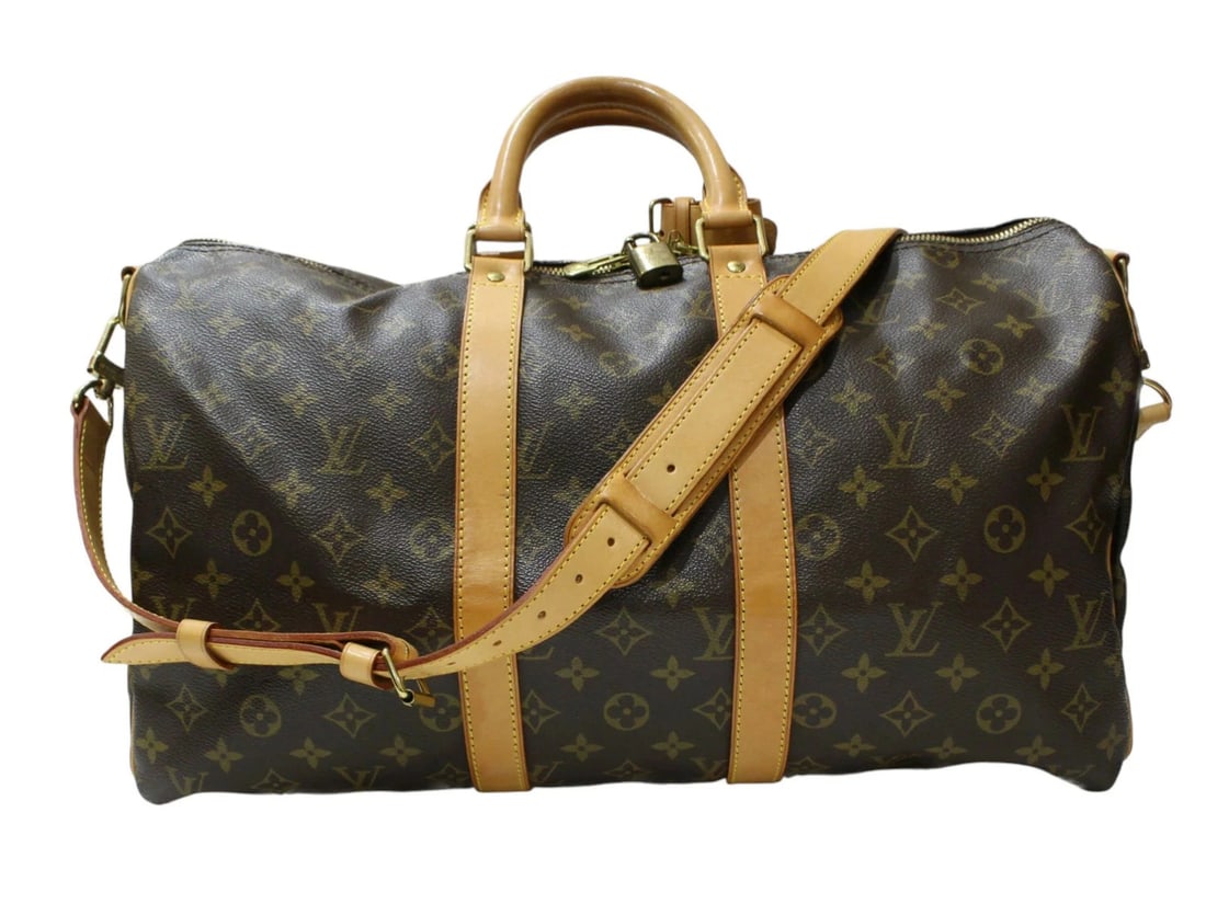 LOUIS VUITTON KEEPALL BANDOULIERE 45 BOSTON BAG TRAVEL BAG: LOUIS VUITTON Keepall Bandouliere 45 Boston bag Travel bag Brand: LOUIS VUITTON Type/Style: Boston Bag Material: Monogram Canvas Color: Brown Size: (approximate): H 26cm x W 46cm x D 21.5cm Access