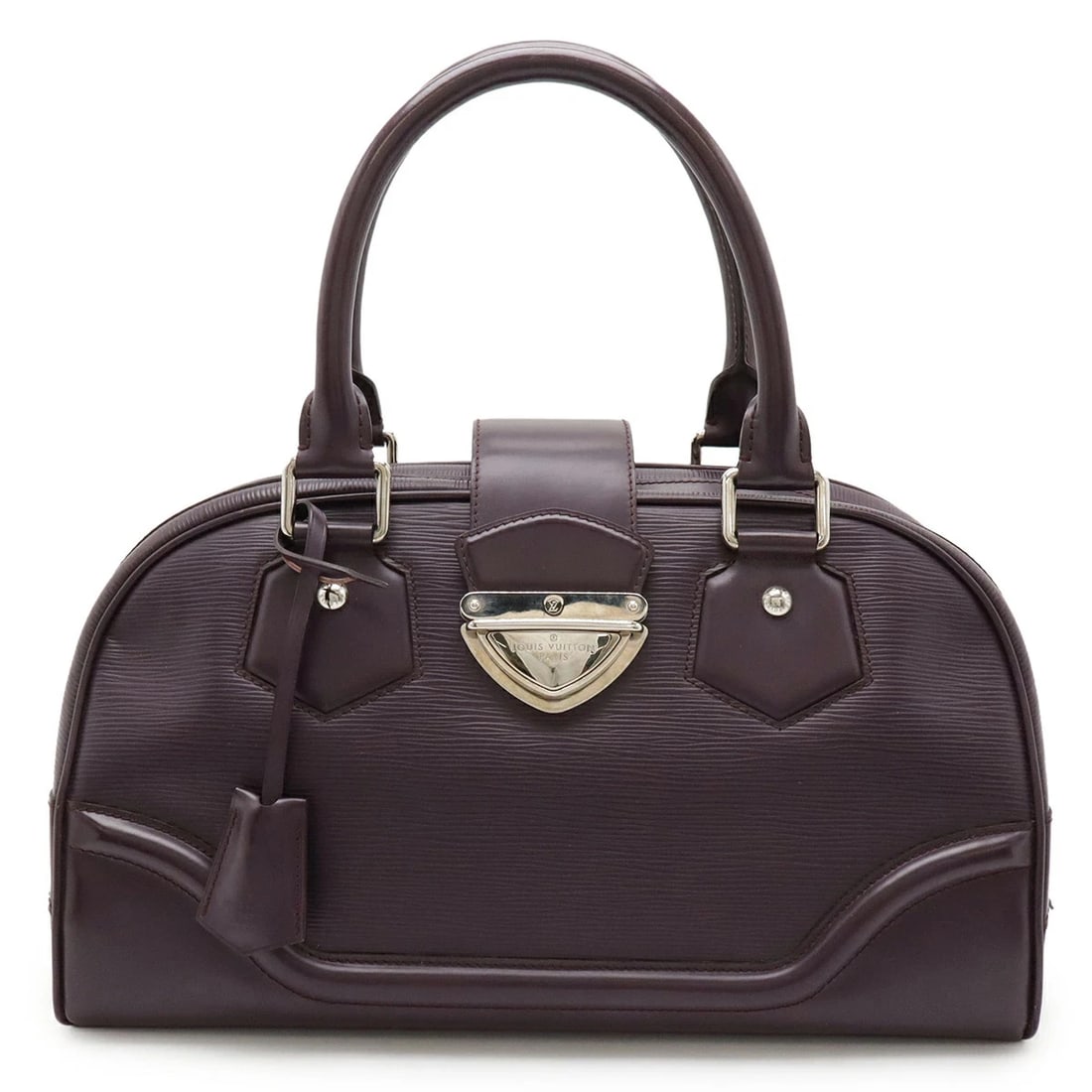 LOUIS VUITTON EPI MONTAIGNE GM BOWLING BAG MINI BOSTON: Louis Vuitton Epi Montaigne GM Bowling Bag Mini Boston Brand: LOUIS VUITTON Type/Style: Handbag Material: Epi Leather Color: Cassis (Purple) Size: (W x H x D): 37cm x 21.5cm x 17cm Accessories: No