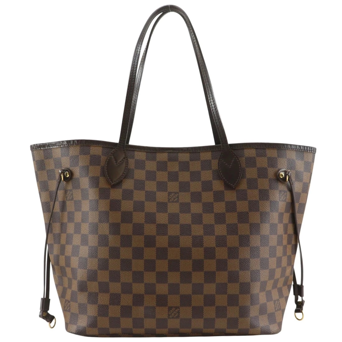 LOUIS VUITTON NEVERFULL MM TOTE BAG DAMIER CANVAS: LOUIS VUITTON Neverfull MM Tote Bag Damier Canvas Brand: LOUIS VUITTON Type/Style: tote bag Material: Damier Canvas Color: Brown Size: H28cm x W32cm x D16cm Handle Length: 21cm Accessories: None <